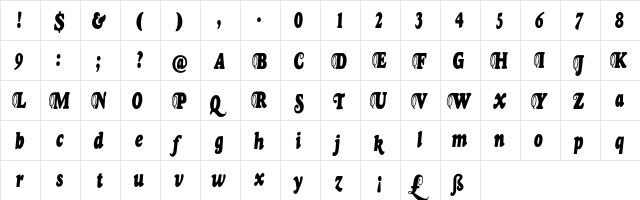 Goudy Fancy Condensed Heavy Italic  glyph index