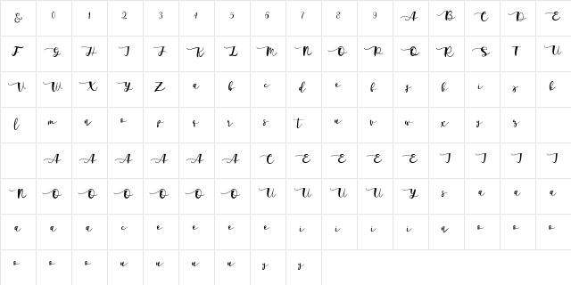 Adelarsio Regular  glyph index