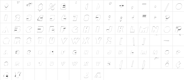 GarretOutline Italic  glyph index