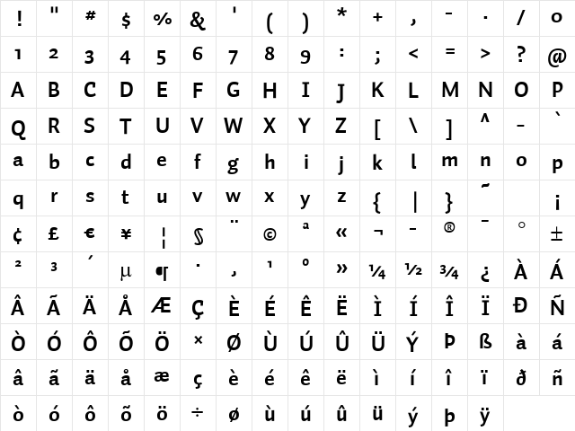 Auto 3 Bold  glyph index