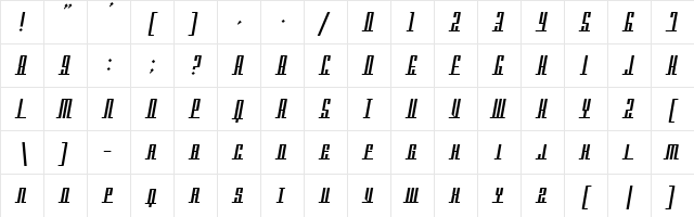 Americana Dreams SC Regular  glyph index