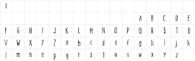 CF Alone on the Earth DEMO Regular  glyph index