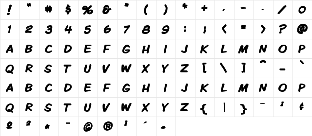 VTCKomixationCapsBold Regular  glyph index