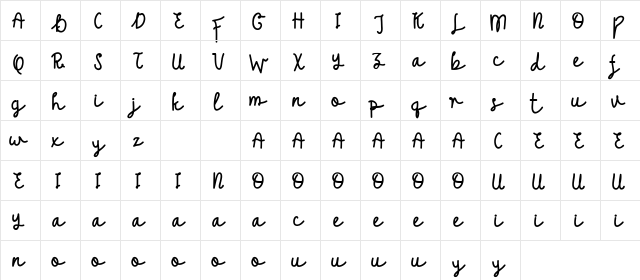 Kellia Wakeup DEMO Regular  glyph index