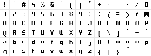 GAU_font_modern SemiRound  glyph index