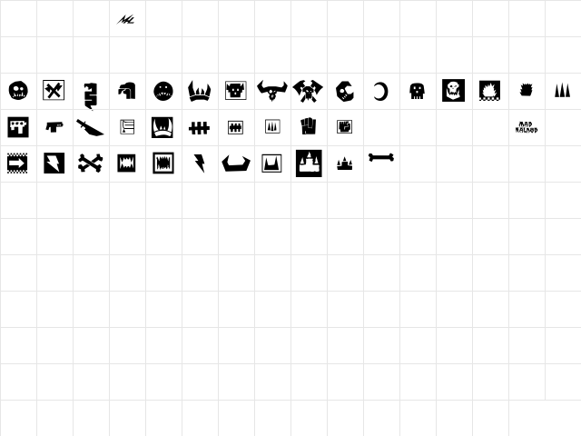 Ork_Clan_Glyphs Bold  glyph index