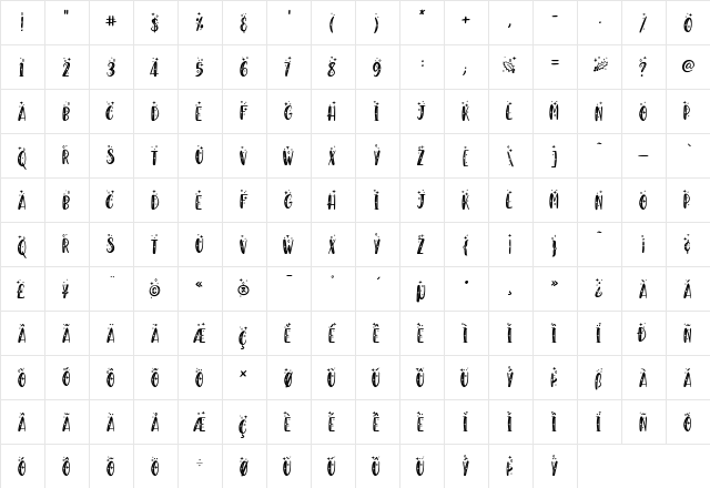 Holly And Berries Regular  glyph index