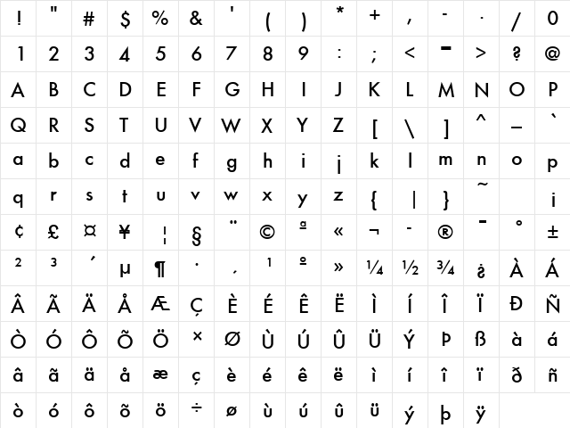 Fuschia Medium Regular  glyph index