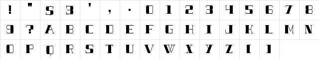 SHOWTUNES Regular  glyph index