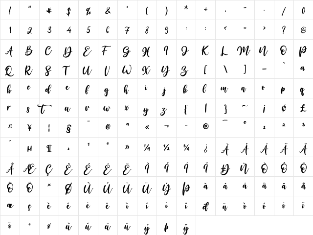Ellternity Regular  glyph index