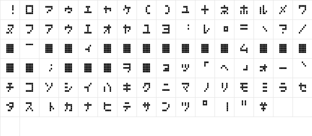 LCDK Regular  glyph index