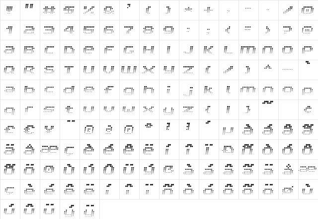 V5 Prophit Fading  glyph index