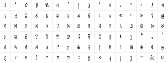 Fidgety (BRK) Regular  glyph index