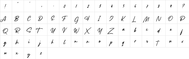 Lancaste Script Demo Regular  glyph index