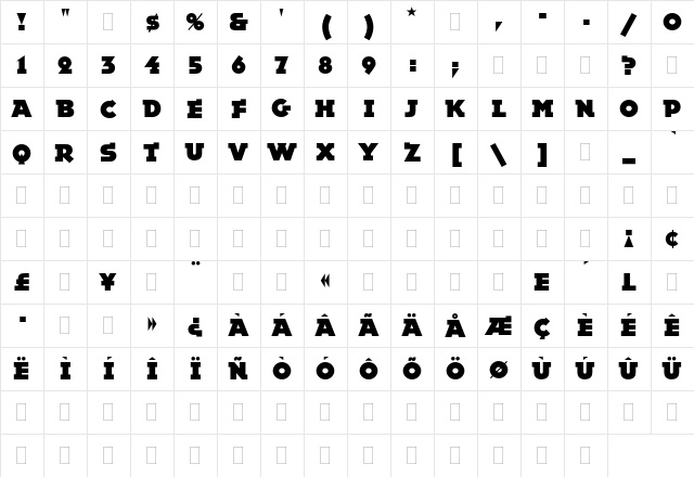 Epokha Plain  glyph index