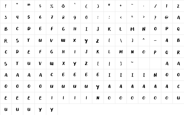Nothing For You Regular  glyph index