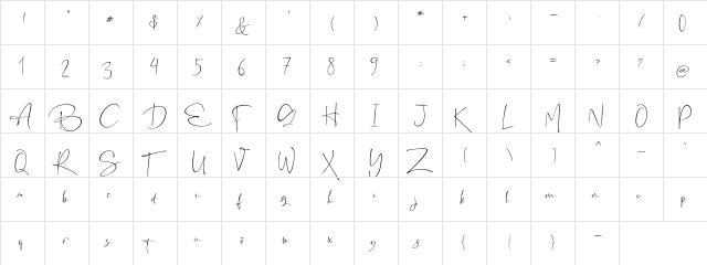 the Rochester Regular  glyph index
