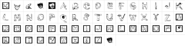 CatsAlphabet Regular  glyph index
