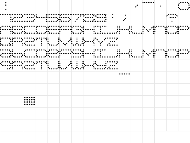 QZ Teletype Regular  glyph index