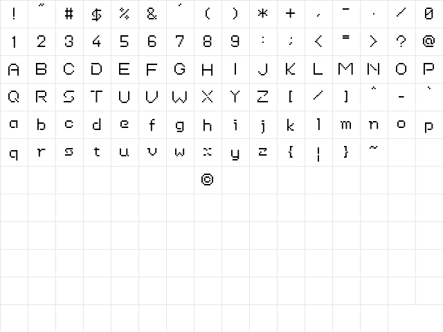 Spiral Bitmap Regular  glyph index