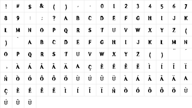 Otite Regular  glyph index