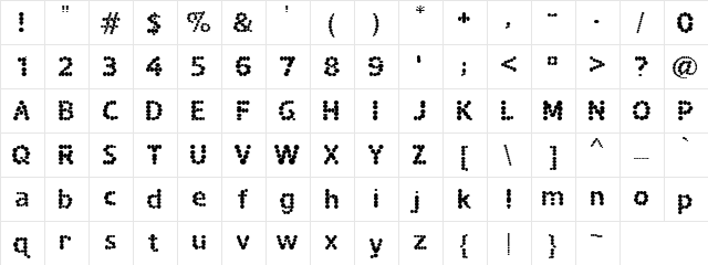 Dotted Set Regular  glyph index