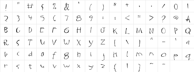 LDJ Cooligraphy Regular  glyph index