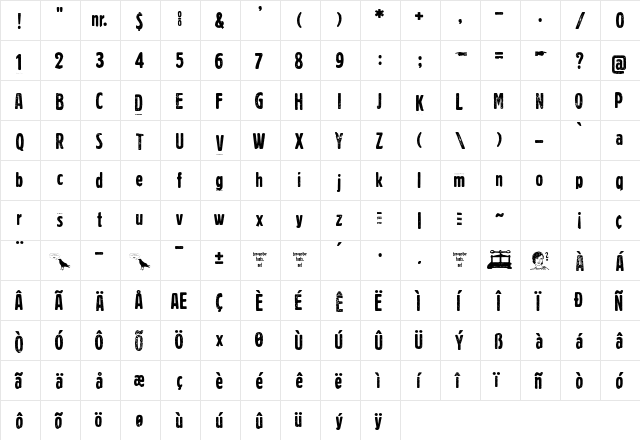 Volkszeitung 21 Regular  glyph index