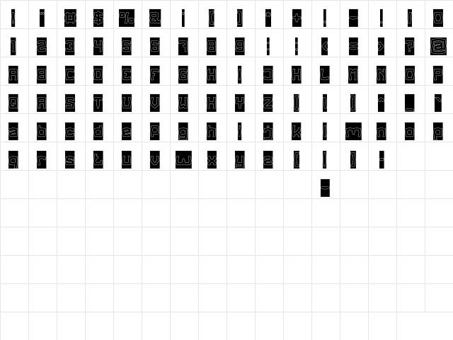 REGGAE BASS Regular  glyph index