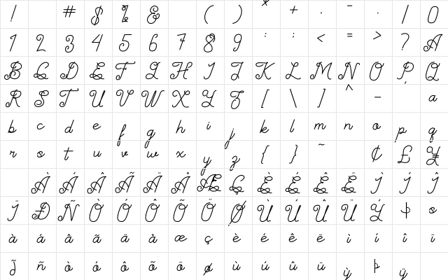 Simplyline Demo Regular  glyph index
