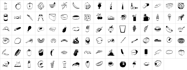 FoodDings Regular  glyph index