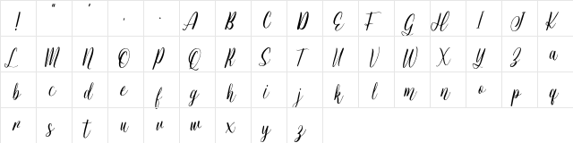 Jessie Odelya Demo Regular  glyph index