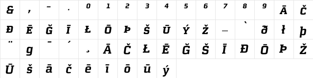 MorganAvec Bold ItalicPi  glyph index