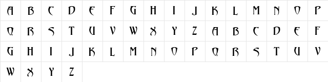 AvalonC Regular  glyph index