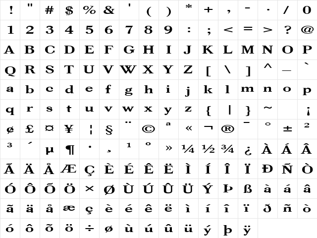 FZ ROMAN 39 EX Normal  glyph index