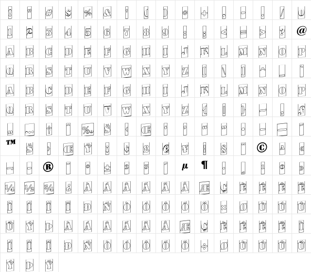 a_DodgerCmOtlUp Regular  glyph index