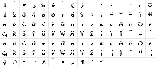 a_BosaNovaB&W Bold  glyph index