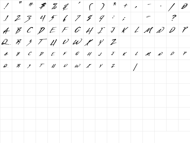 Deranged 2 Regular  glyph index