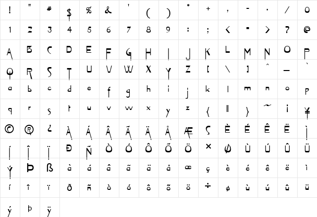 FZ JAZZY 45 Normal  glyph index