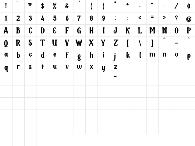 QallΧro Regular Demo Regular  glyph index
