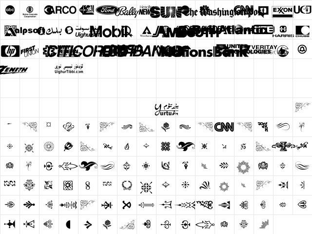 UKIJ Tughra Regular  glyph index