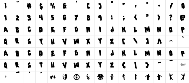 Zombie Control Rotated Regular  glyph index