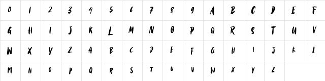 Black Torch Regular  glyph index