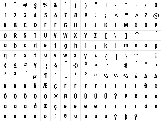 Geometr706 BlkCn BT Black  glyph index