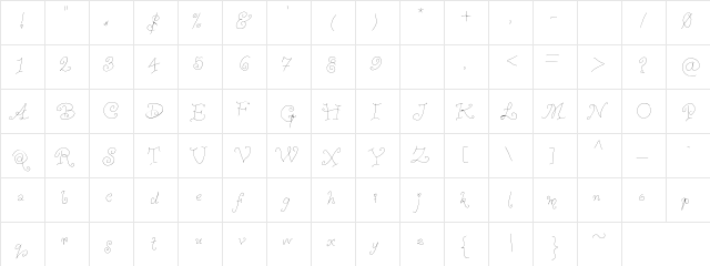 WhimsyWischy Medium  glyph index