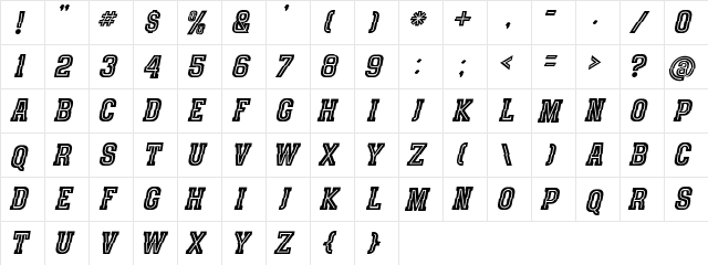 speedhunter line Regular  glyph index