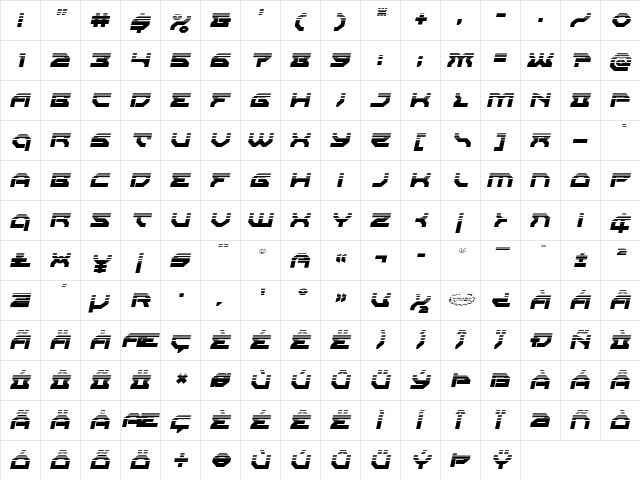 Xeno-Demon Half-Tone Italic Italic  glyph index