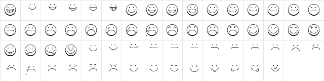 SmileyFace Regular  glyph index
