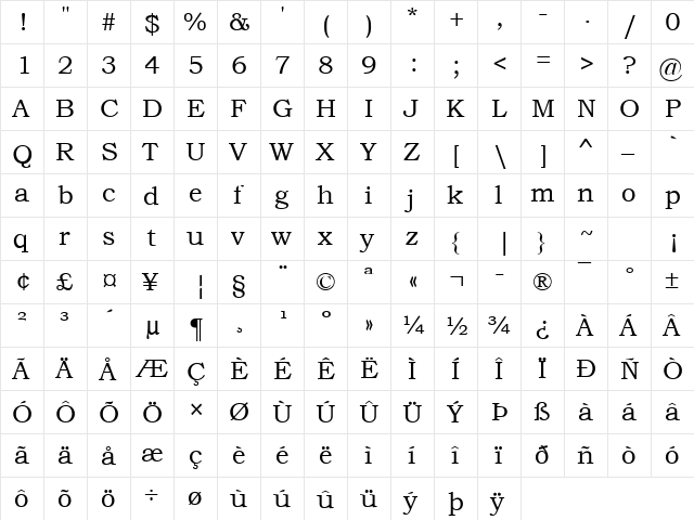 Allman Bros. 2 Regular  glyph index