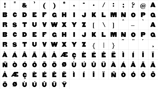 ElliotTwo Regular  glyph index